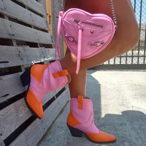LUNAAH Pink/Orange Horse Boots