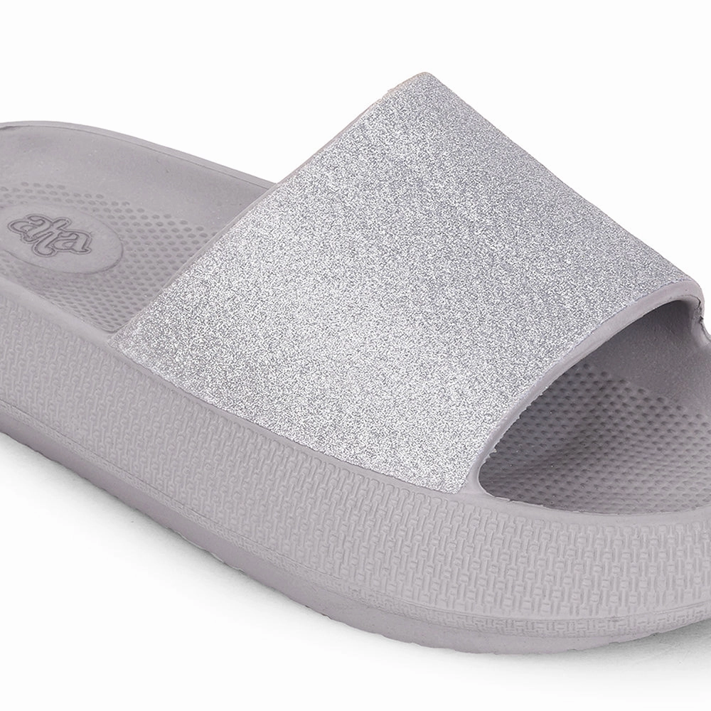 Orange Slides A-HA Grey Casual Slides For Women COMFYWALKL By Liberty