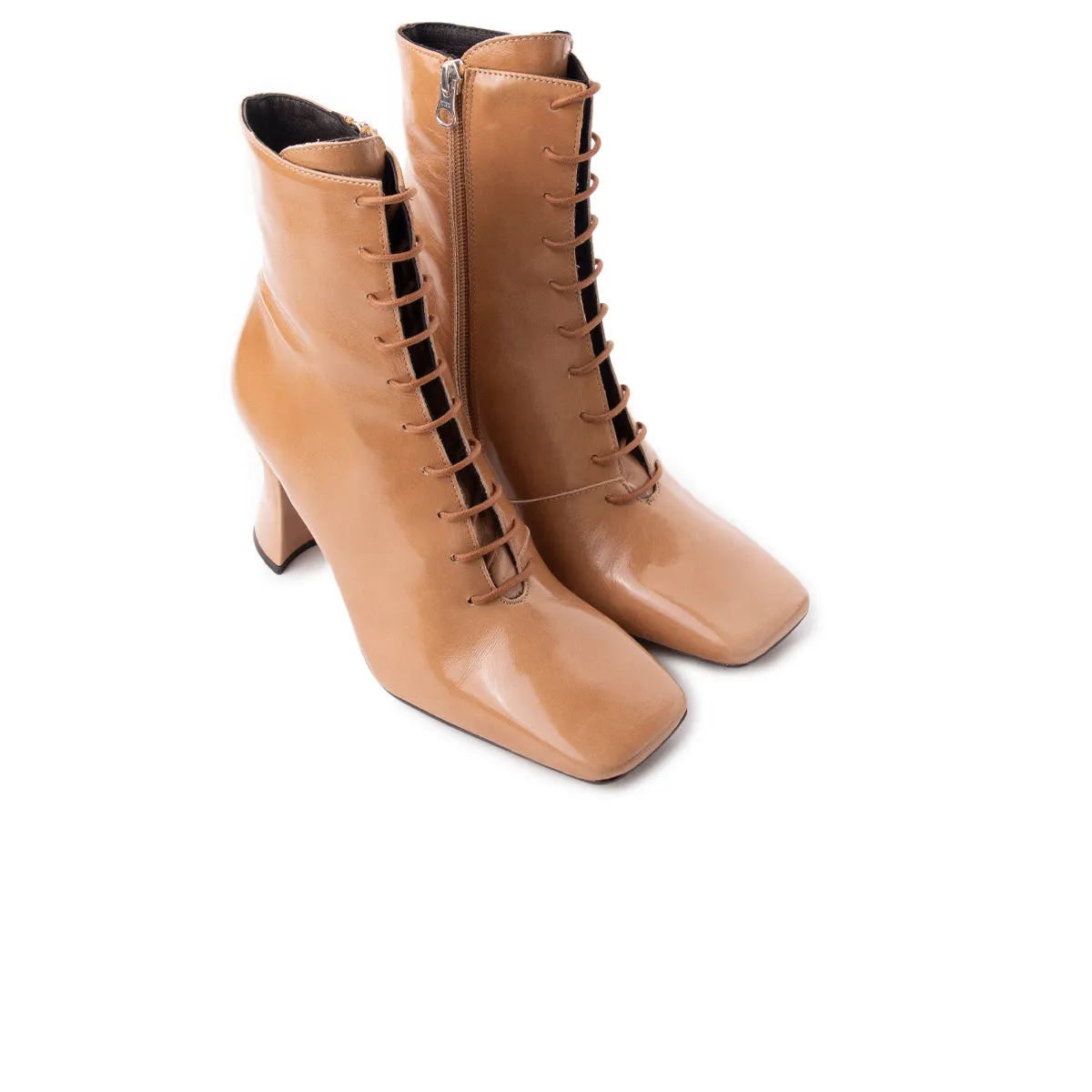 High Heel Mesh Ankle Boots Lockwood Camel Leather