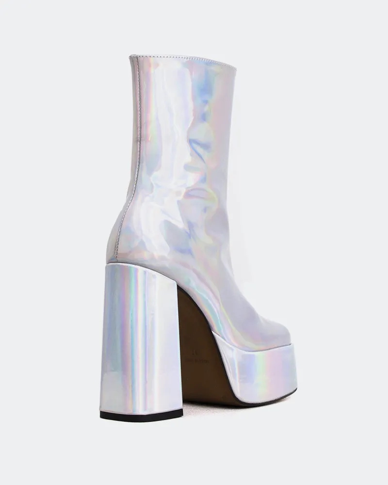 Cloud Silver Mirror Painted Leather Ankle Boots