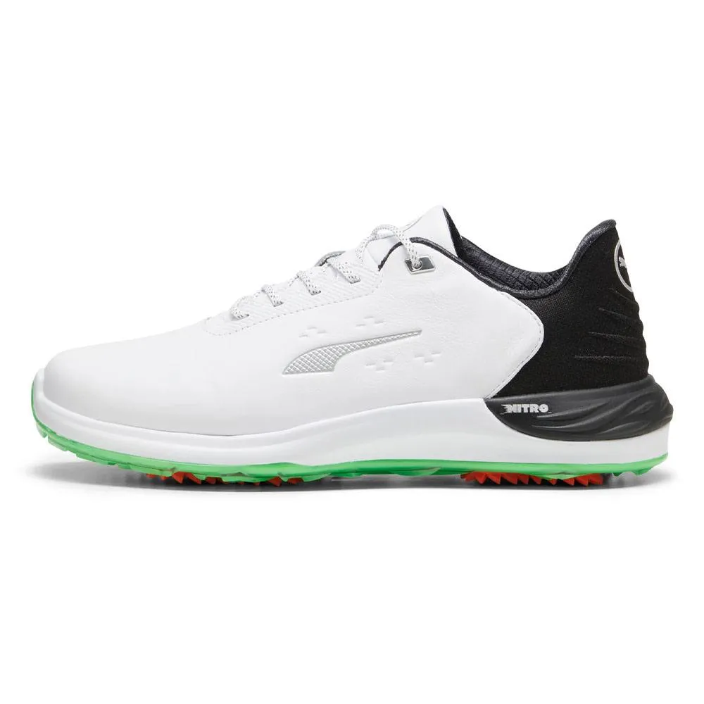 With Steel Spikes Golf PUMA Phantomcat Nitro Golf Shoes White/Black/Fluro Green - 24 Men