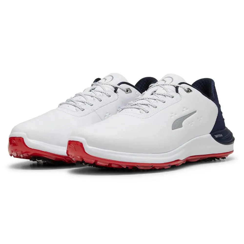 PUMA Phantomcat Nitro Golf Shoes White/Deep Navy/For All Time Red - 24 Men Waterproof Disc Golf Shoes