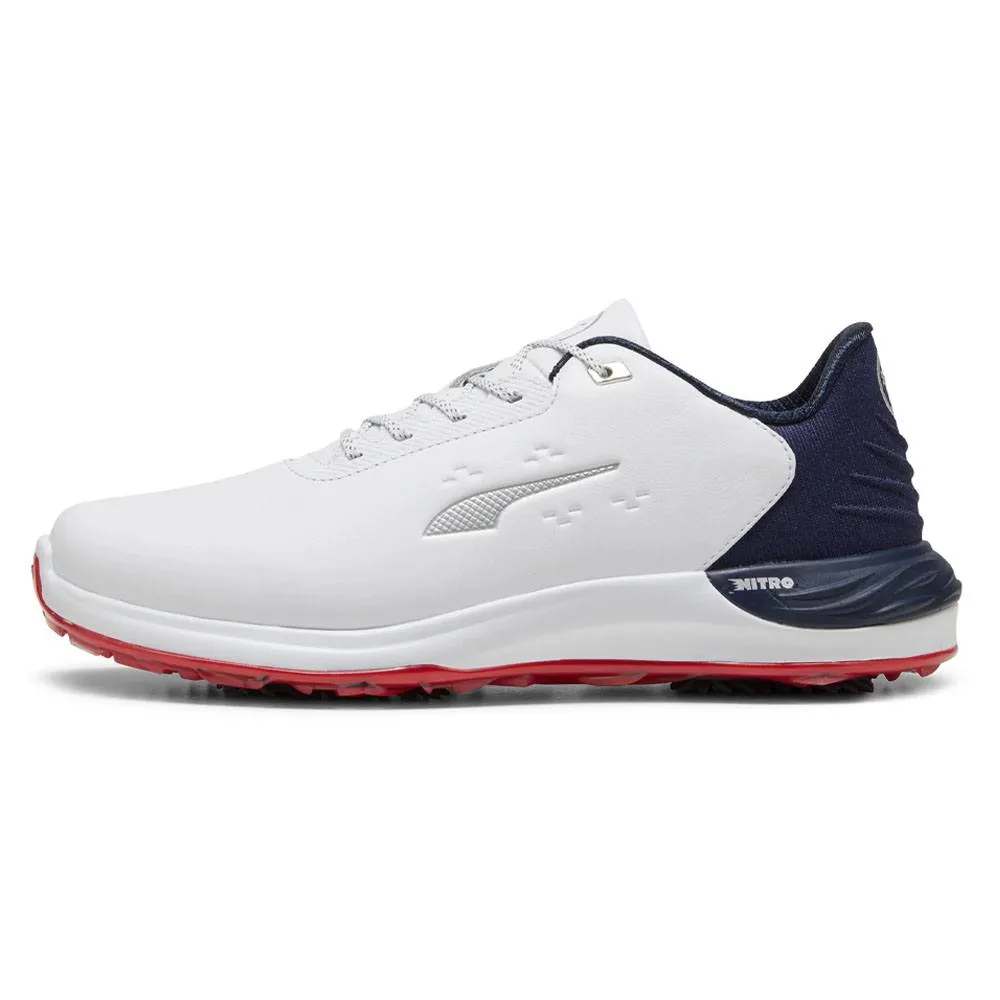 PUMA Phantomcat Nitro Golf Shoes White/Deep Navy/For All Time Red - 24 Men Mesh Golf
