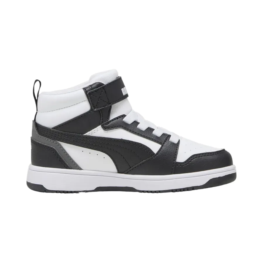 Puma scarpa alta da ragazzi con laccio e strappo Rebound V6 393832-01 bianco-nero Sneakers On Clearance
