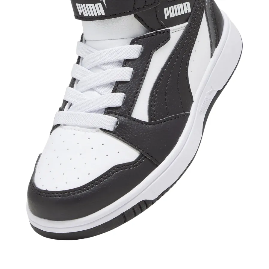 Puma scarpa alta da ragazzi con laccio e strappo Rebound V6 393832-01 bianco-nero Funky Sneakers