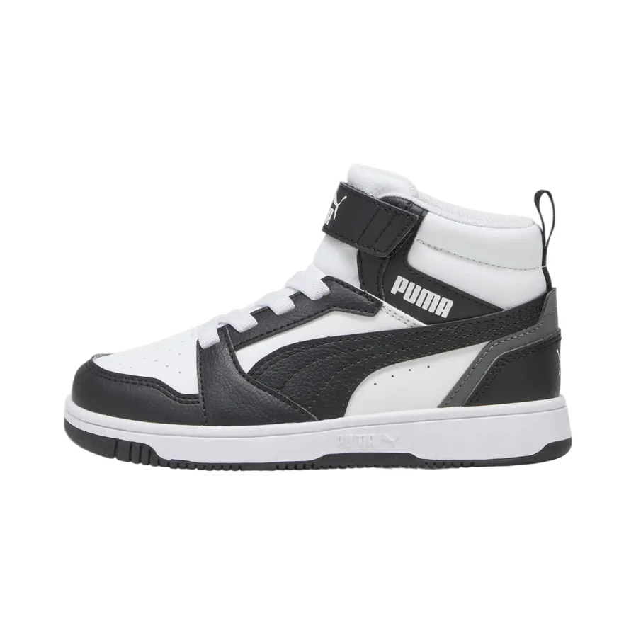 Sneakers Waterproof Puma scarpa alta da ragazzi con laccio e strappo Rebound V6 393832-01 bianco-nero