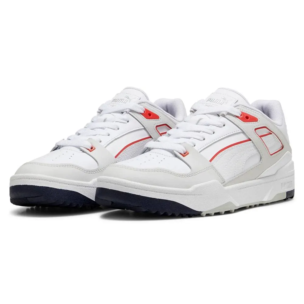 PUMA Slipstream G Spikeless Golf Shoes White/Deep Navy - 24 Men Most Comfortable Golf Shoes For Wide Feet