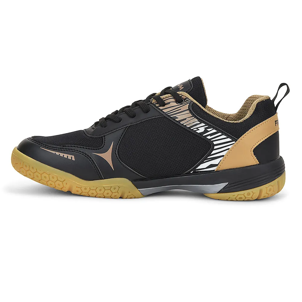 Badminton Shoes Without Laces FREEDOM Black Sports Non-Marking Paddle/Pickleball & Badminton Shoes For Men PLUTO-1 By Liberty