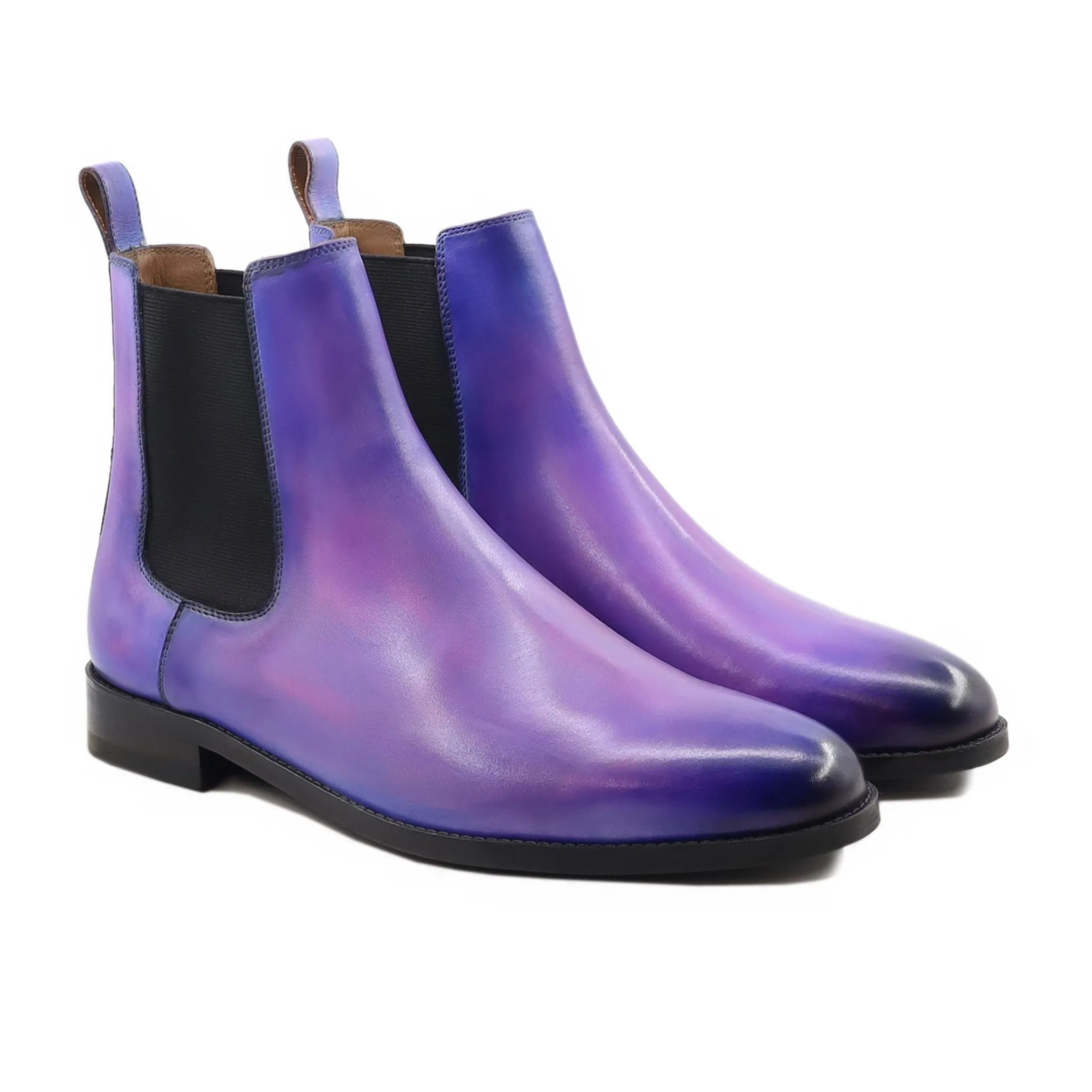 Miskol - Men's Lilac, Indigo and Violet Patina Calf Leather Chelsea Boot Chelsea Boots In Style