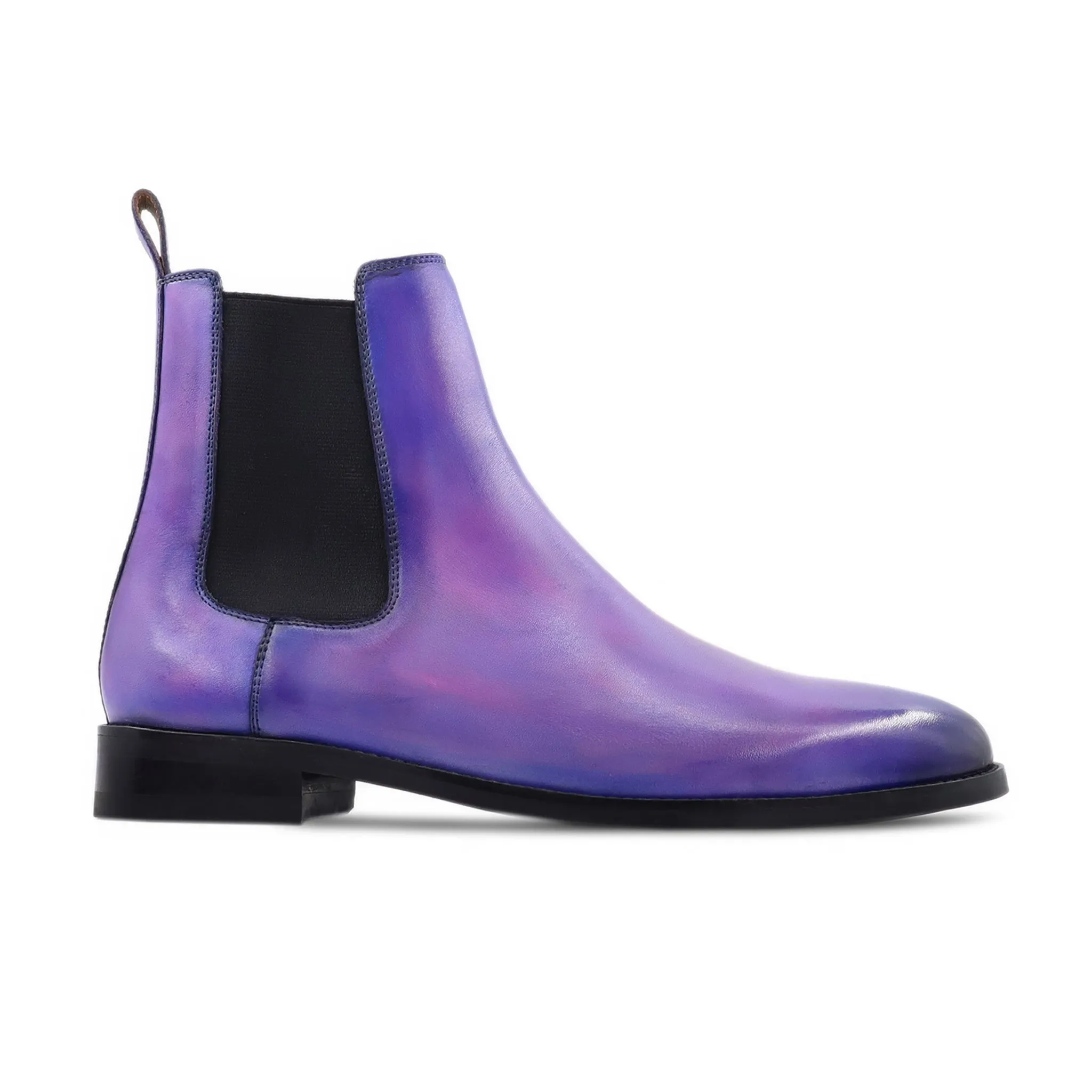 Miskol - Men's Lilac, Indigo and Violet Patina Calf Leather Chelsea Boot Chunky Chelsea Boots Style
