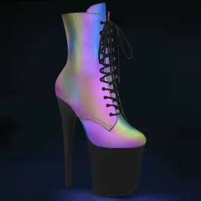 Ankle Boots Heels Leather 8 Inch Heel FLAMINGO-1020REFL Rainbow Reflective