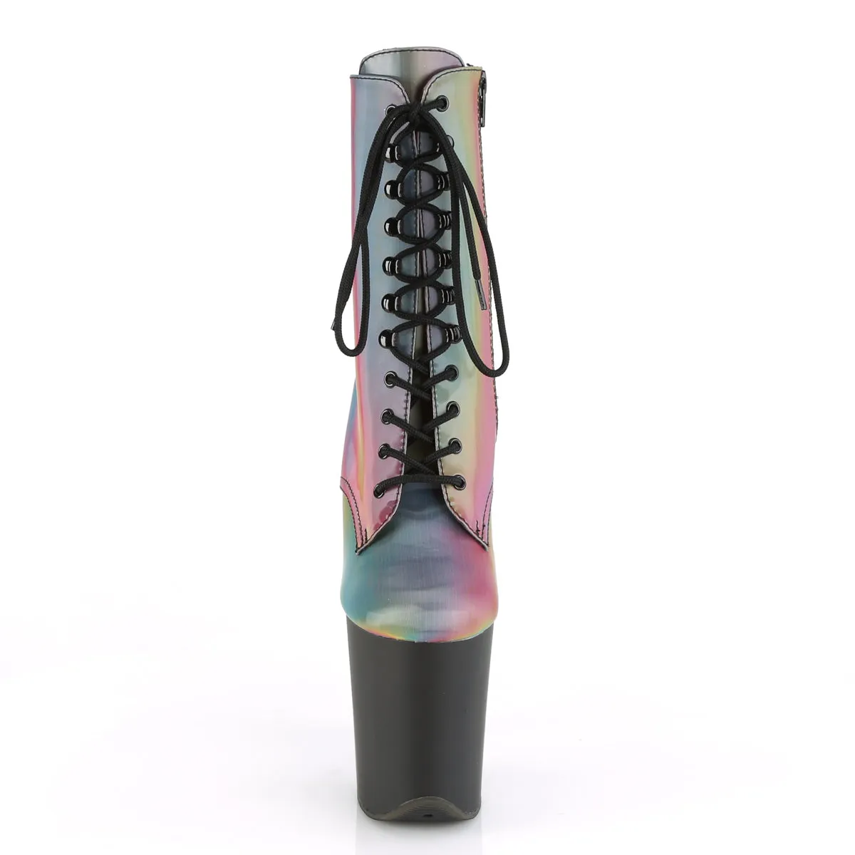 8 Inch Heel FLAMINGO-1020REFL Rainbow Reflective Piccolino Ankle Boots