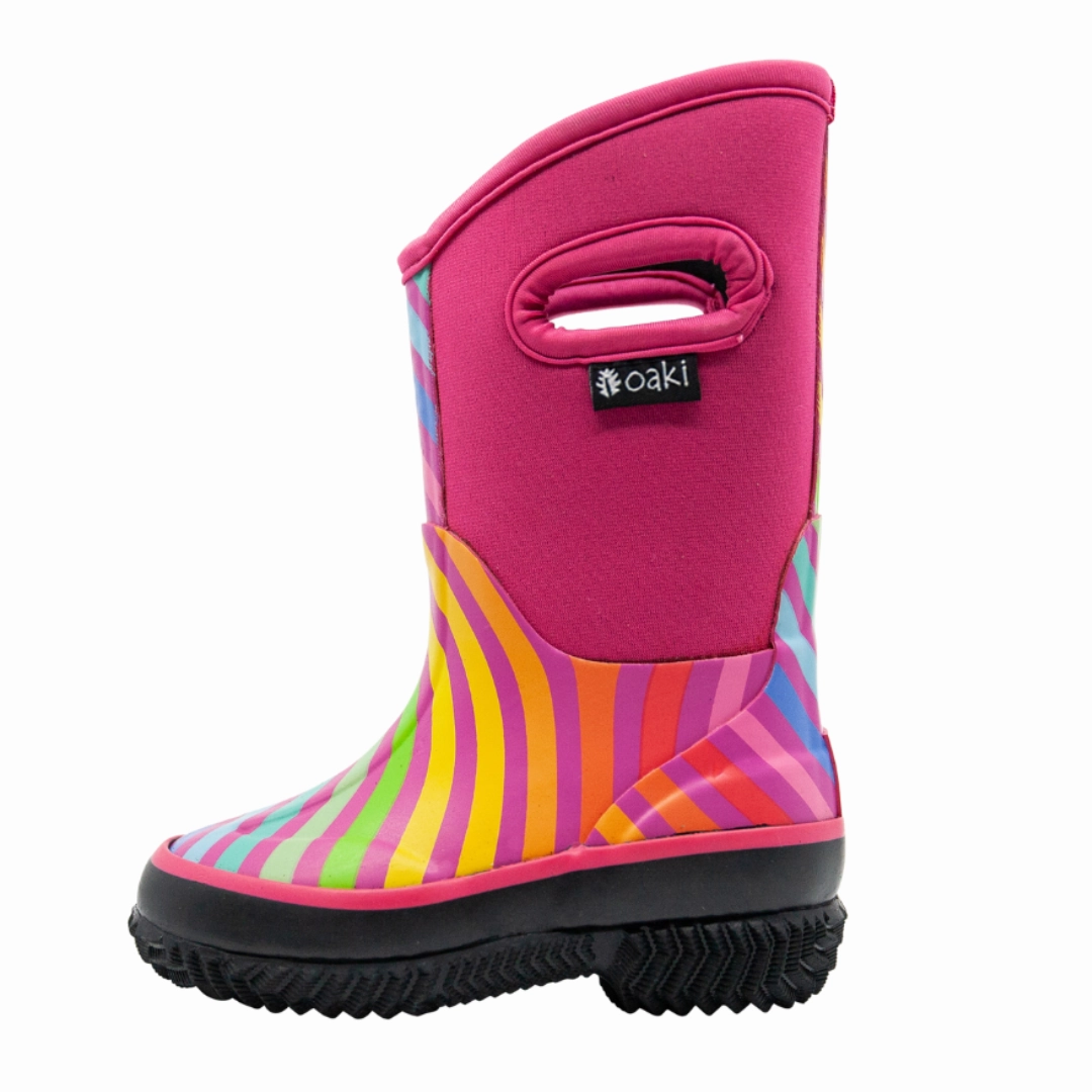 Spyder Snow Boots Rainbow Stripes Neoprene Rain/Snow Boots