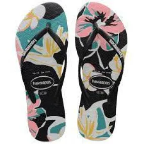 HAVAIANAS SLIM FLORAL BASIC - BLACK.BLACK Koala Flip Flops
