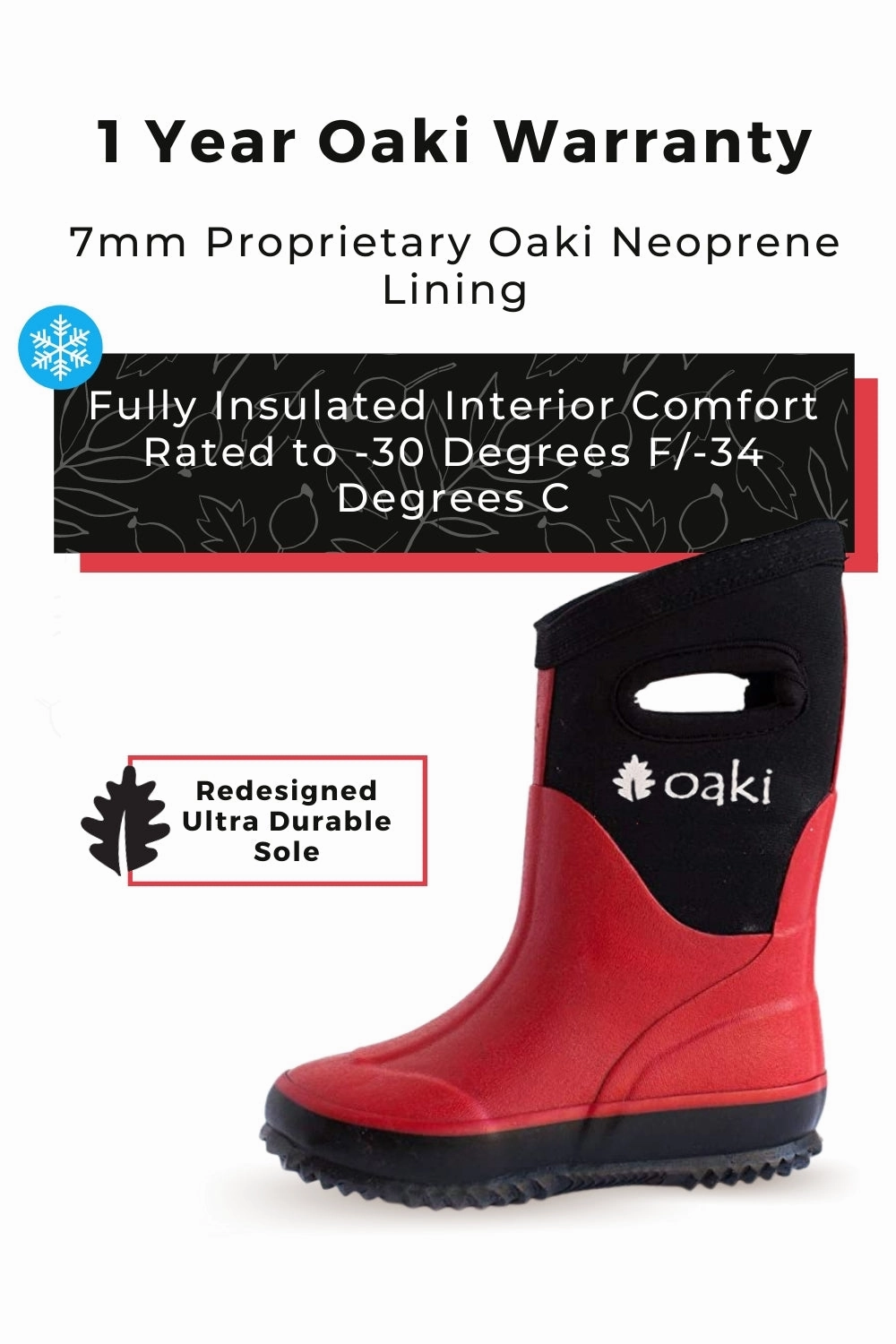 Leather Snow Boots Red Neoprene Rain/Snow Boots