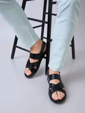 Kiwi Espadrilles Regal Black Men Casual Leather Sandals