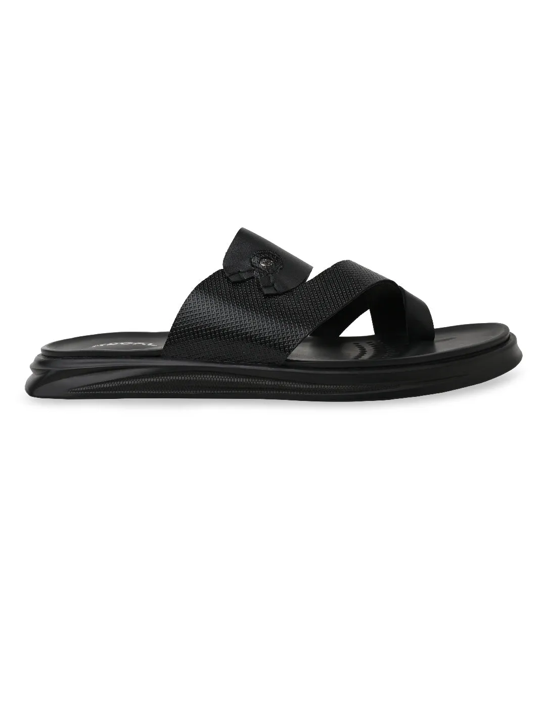 Hestia Espadrilles Regal Black Men Textured Leather Sandals