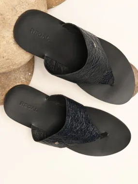 Espadrille Low Wedge Sandals Regal Blue Men Textured Leather Sandals