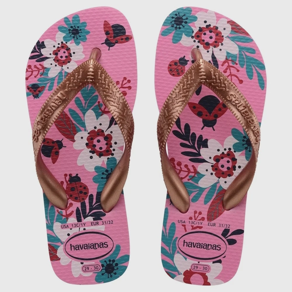 Slides With Bow HAVAIANAS KIDS FLORES - PINK LEMONADE