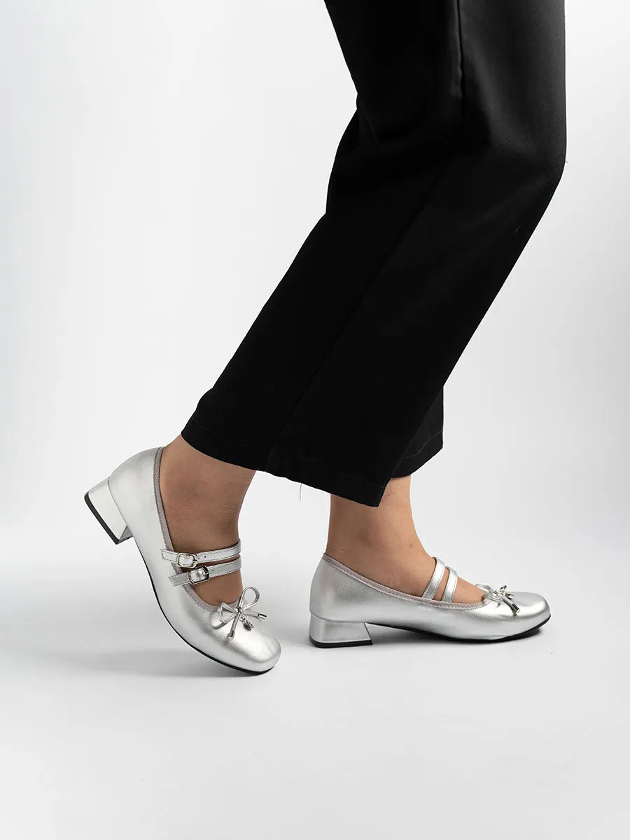 Ruby Ribbon Mid Heels Mary Jane Shoes Good For Walking