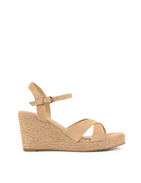 Remington Rope Wedges - Camel Suede Platinum High Heels