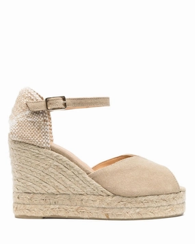 Jimmycho Dakota 120 Leather Espadrille Wedges Bianca 8ED Sand Peeptoe Wedge Espadrille