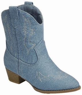 RIVER-07K KIDS Denim High Heel Ankle Boots