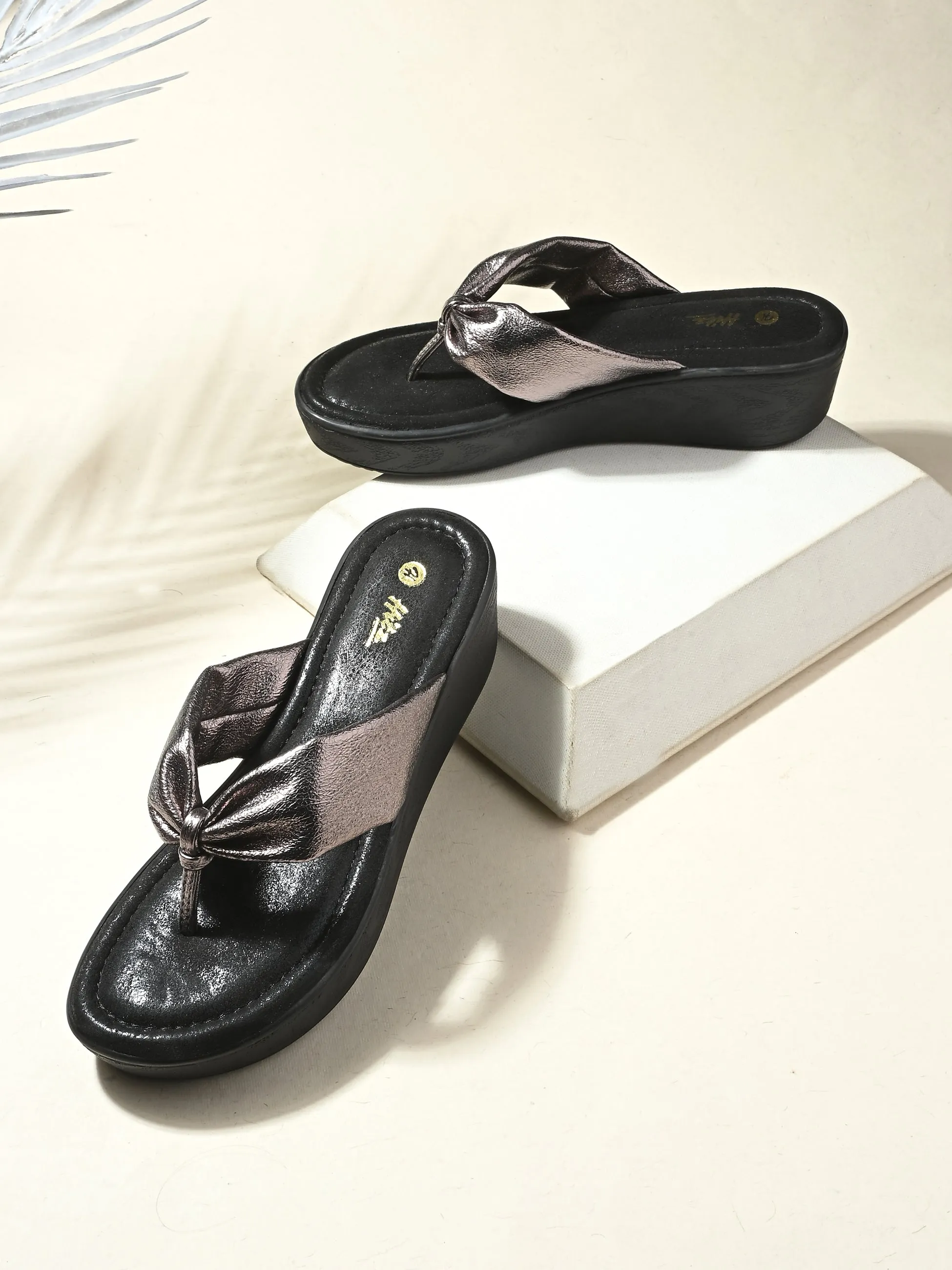 Rivya Wedge Slippers Sandals With High Heels