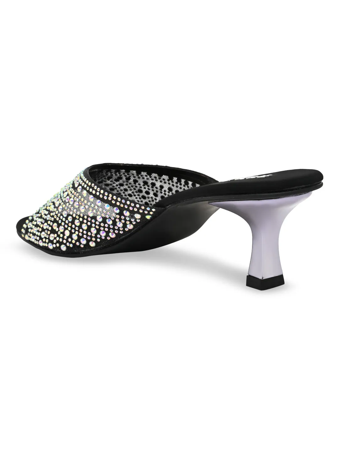 Rocia By Regal Black Women Diamante Mesh Slip On Stilettos Betty Boop High Heel Shoes