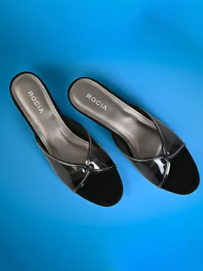 High Heels Too Big Rocia By Regal Black Women Vinyl Kitten Heel Sandal