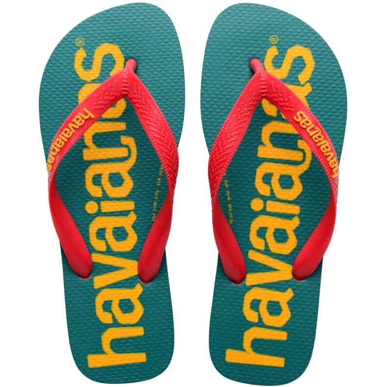 HAVAIANAS TOP LOGOMANIA 2 - RUBY RED.RUBY RED Flip Flops On The Beach