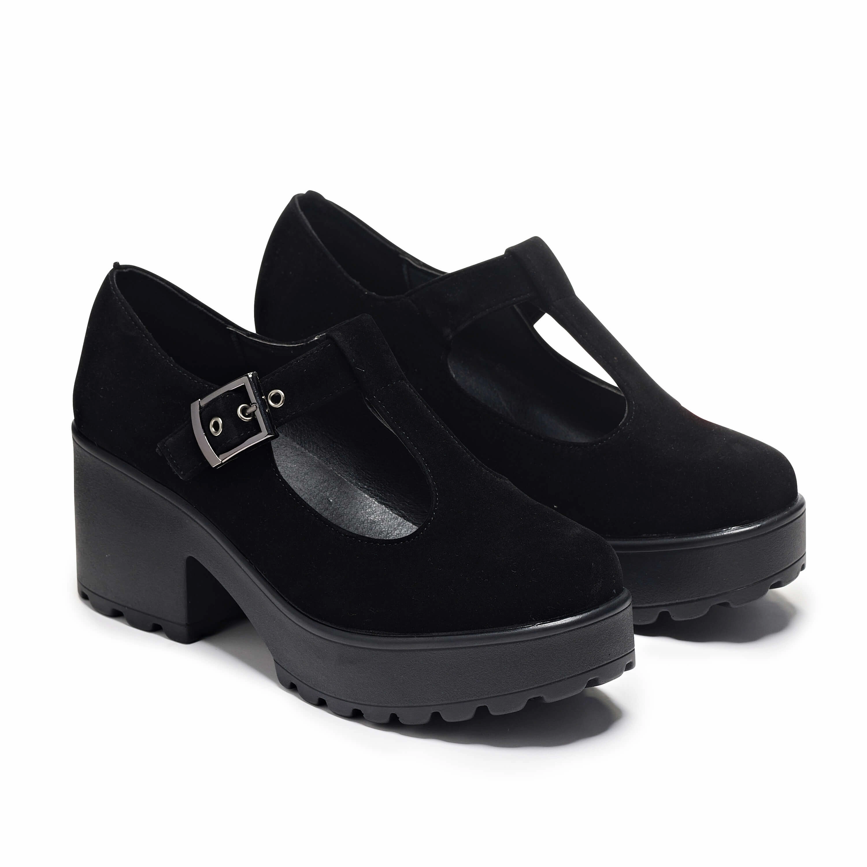 Sai Black Mary Jane Shoes 'Suede Edition' Mary Jane Net Shoes