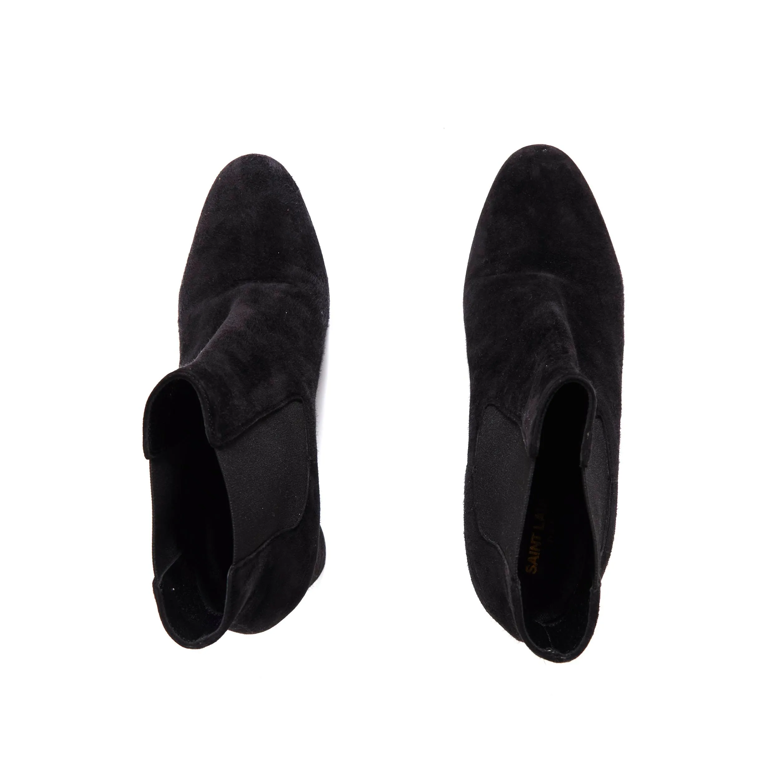 Cream Leather Ankle Boots SAINT LAURENT Lou Ankle Boots In Black Suede Boots