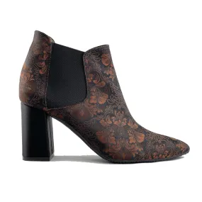 'Rachel' vegan Chelsea bootie by Zette Shoes - black/chocolate brocade Shop Chelsea Boots