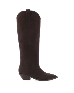 Patent Leather Ankle Boots HELIX - DARK CACAO SUEDE