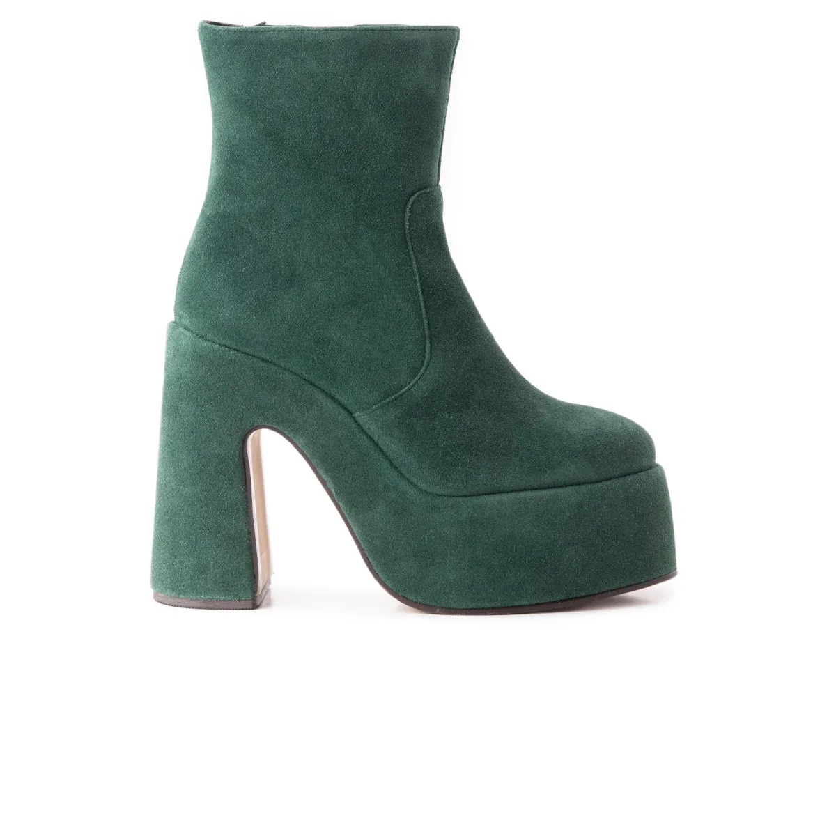 Flat Casual Ankle Boots Daze Dark Green Suede