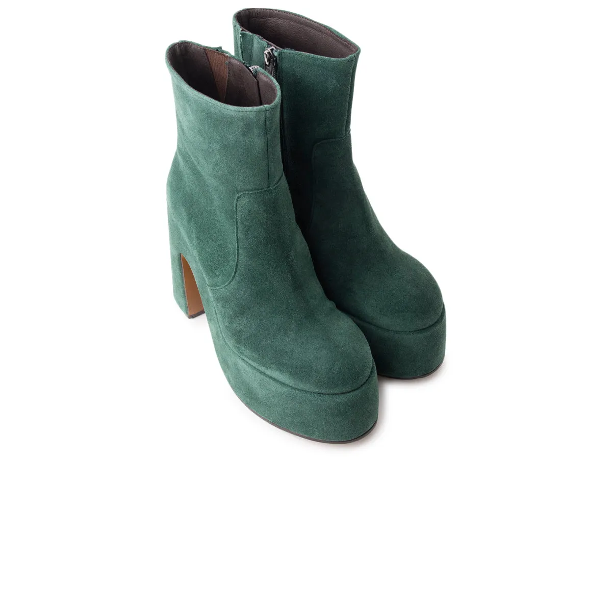 Daze Dark Green Suede Tan Suede Ankle Boots