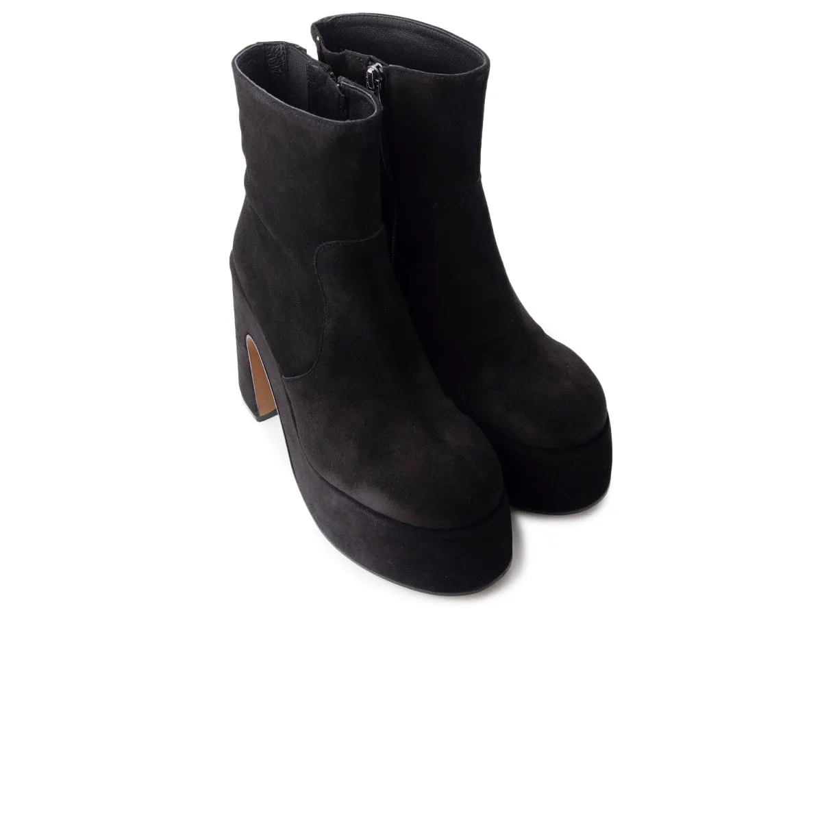 Daze Black Suede Ankle Flat Leather Boots