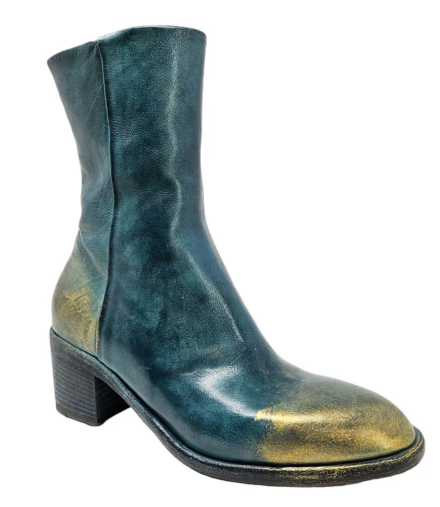 Teal Hand Rubbed Ankle Boot Wide Fit Chelsea Ankle Boots