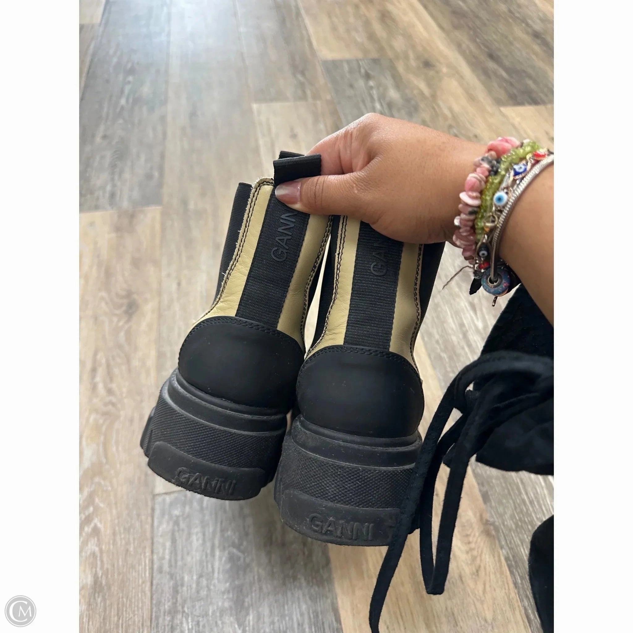 Comfy Combat Boots Boots Combat By Ganni In Cream, Size: 8