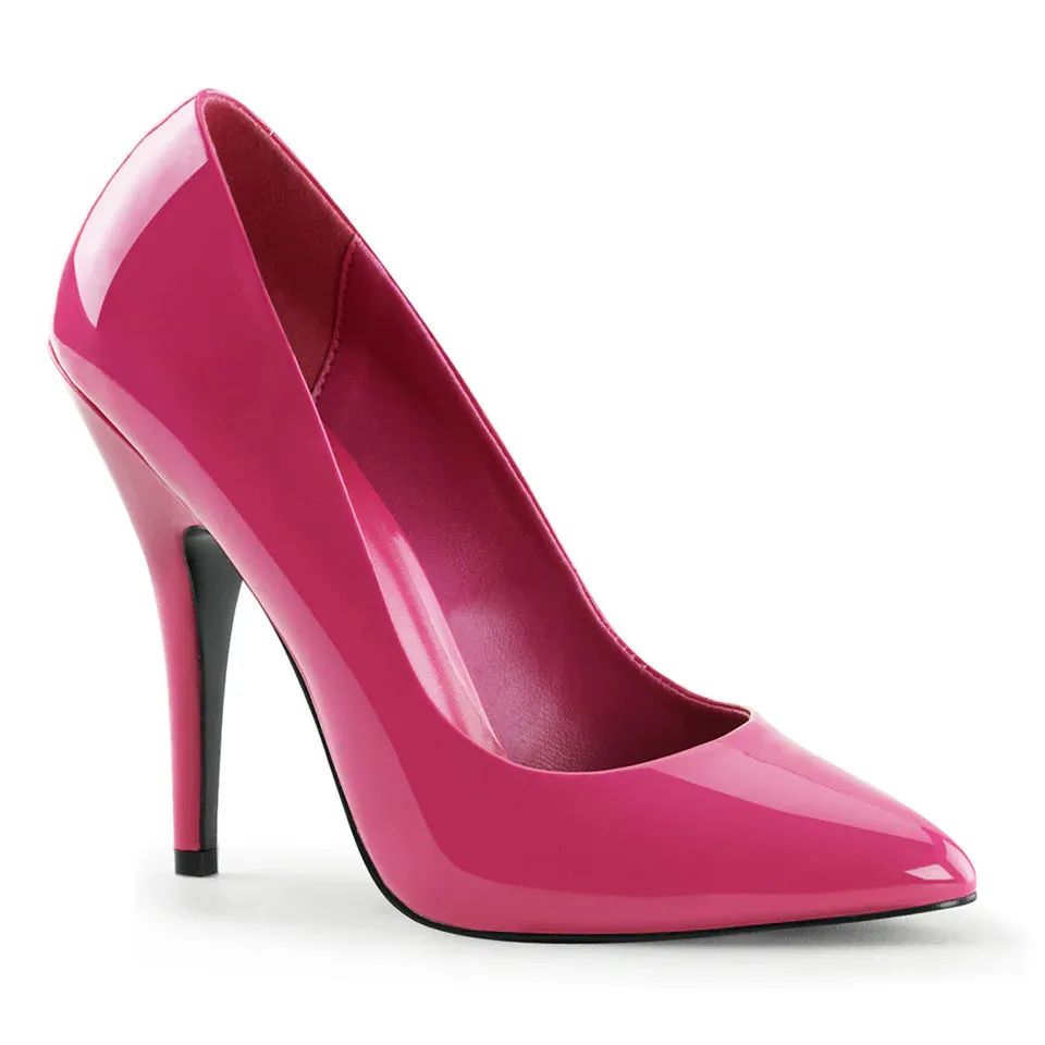 SEDUCE-420 HOT PINK VEGAN LEATHER High Heels With Fur On Them