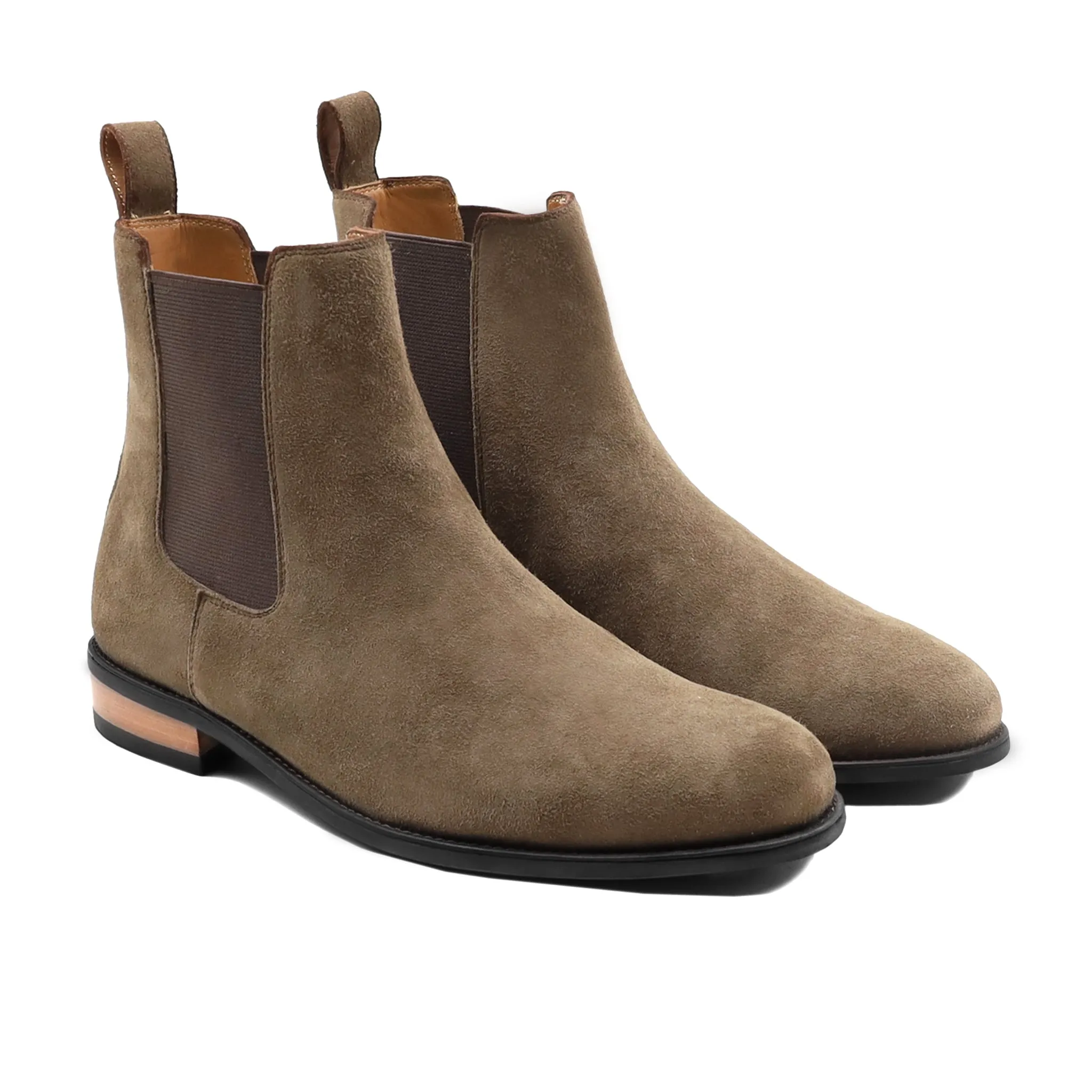 Heeled Chelsea Boots Hanbe - Men's Brown Kid Suede Chelsea Boot