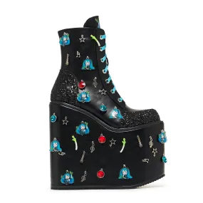 Flat Zip Ankle Boots Musical Leek Miku Mega Platform Charm Boots