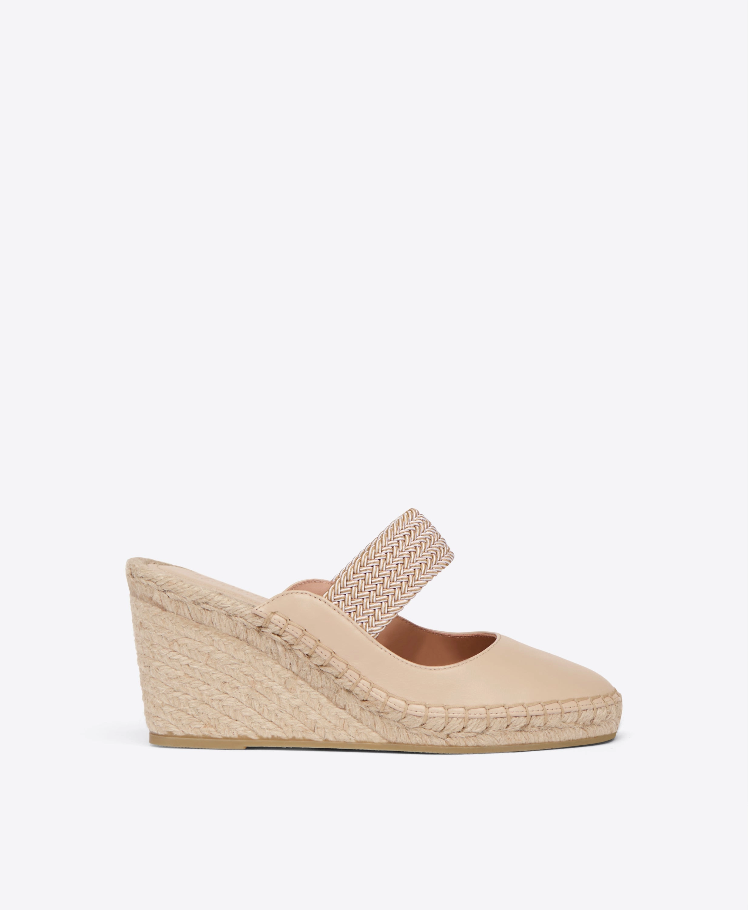 Siena 70 Beige Leather Wedge Mules Maliparmi Espadrilles
