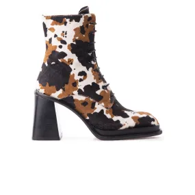 Dusseldorf Multi Cow Pony Wide Fit Black Ankle Boots