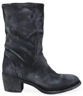 Silver Suede Metallic Mid Calf Boot Testoni Ankle Boots