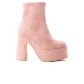 Flash Pink Suede Stretch Snake Skin Ankle Boots