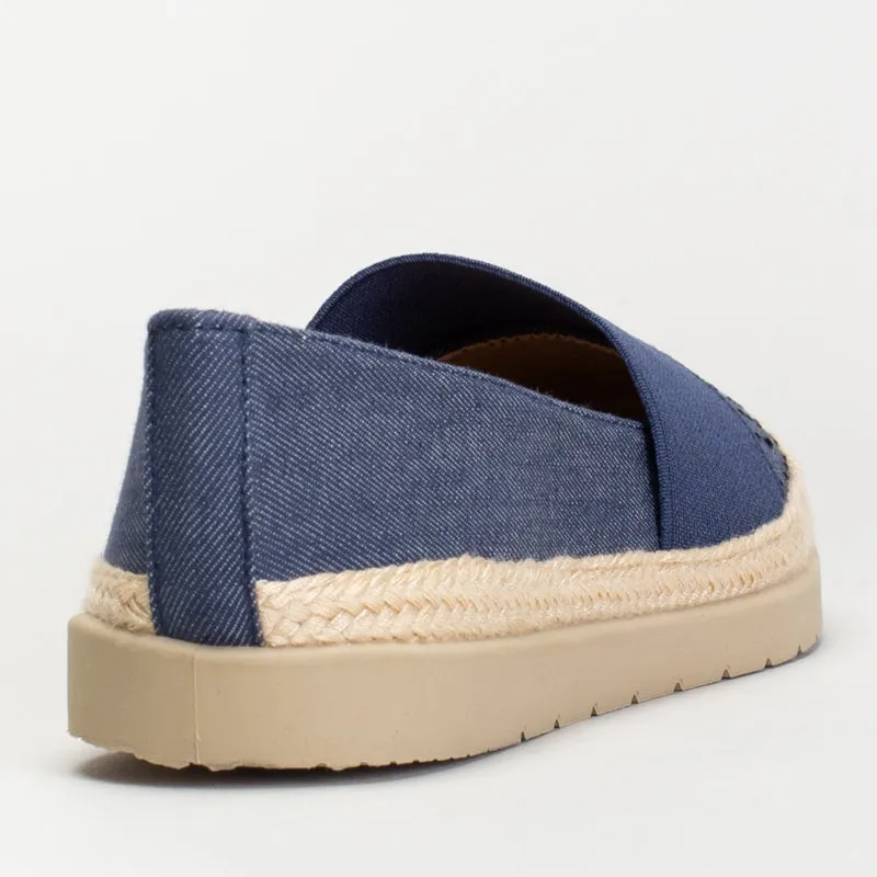 Florentine Flats Shoes Slip On With Broad Elastic And Rhinestone Detail