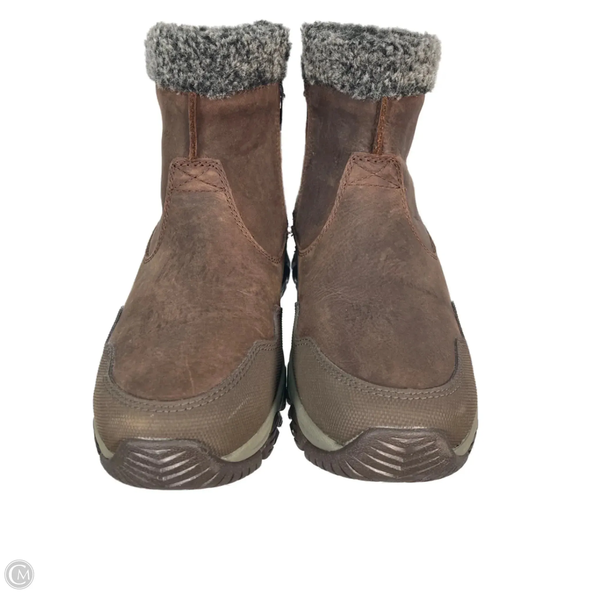 Leather Scarpa Hiking Boots Boots Hiking By Merrell In Brown, Size: 9