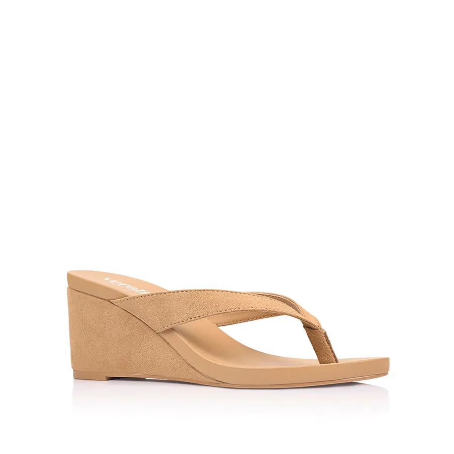 Polly Thong Wedges - Camel Tan Micro High Heel Stilettos